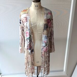 Faux Suede Fringe Cardigan